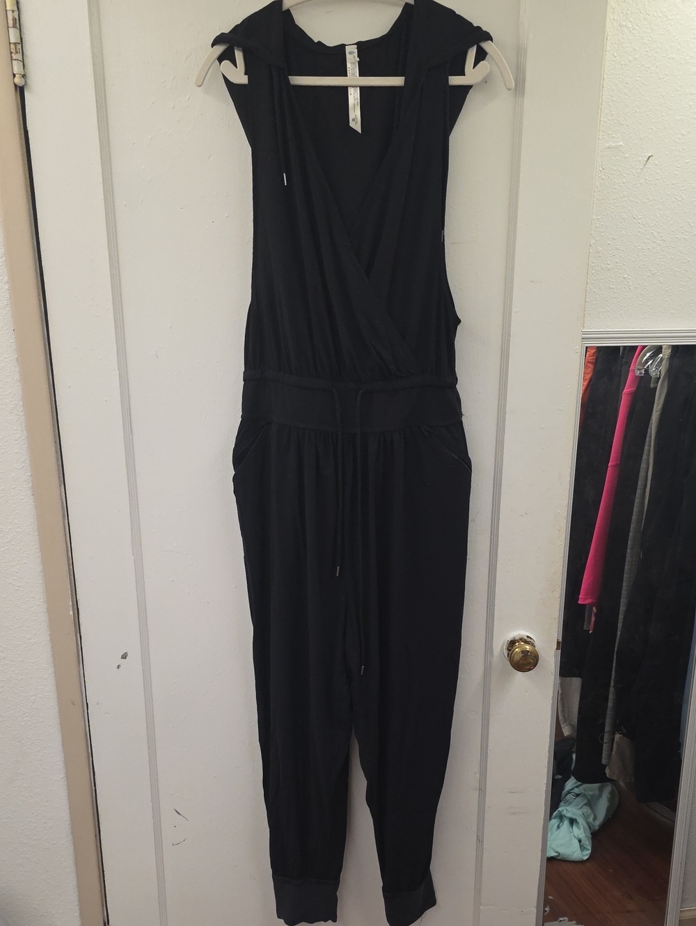 FP Movement Free People Black Hooded Jogger Jumpsuit Size Large